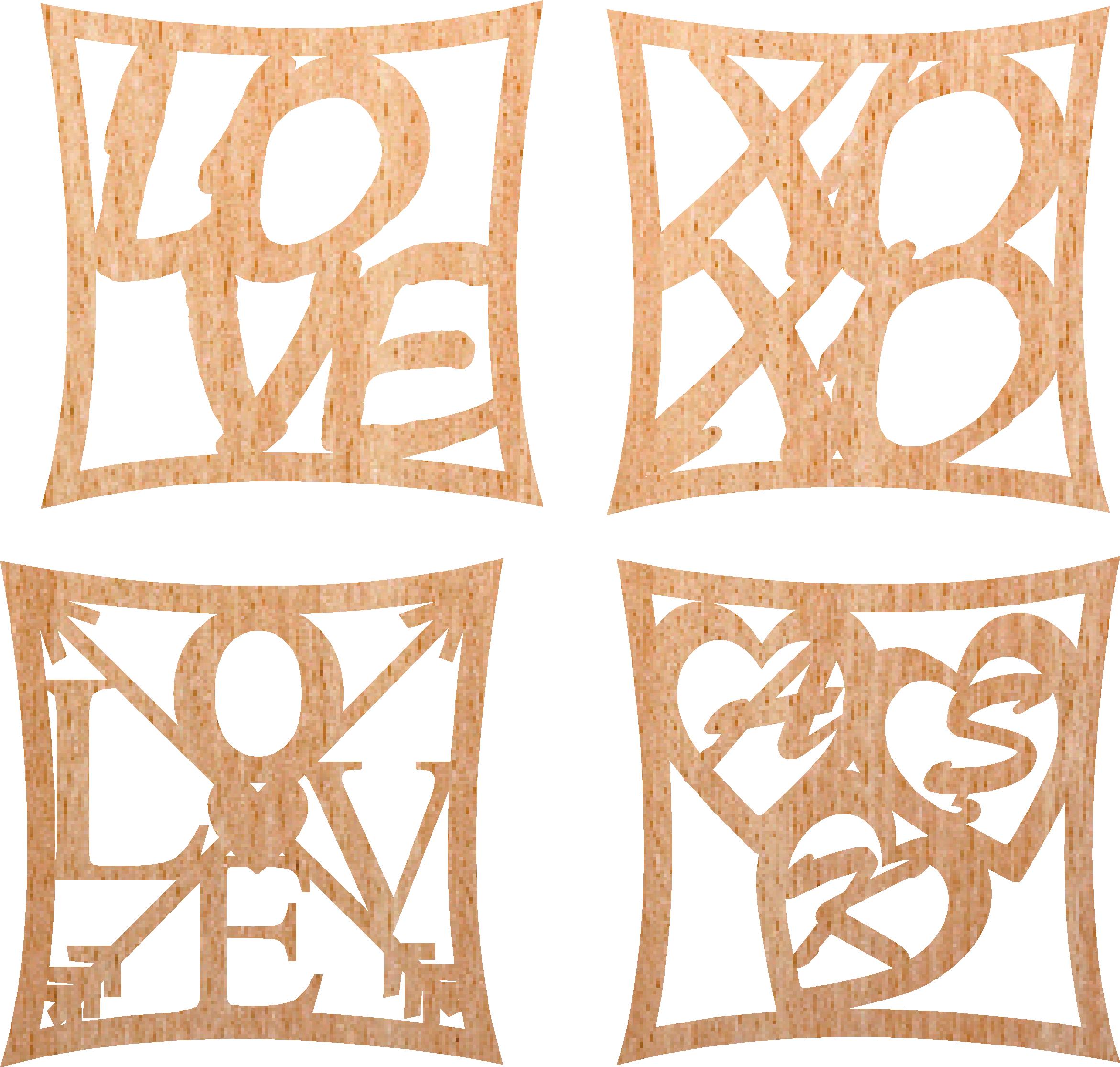 4 Coasters in Cartoon Box - Valentine's Day