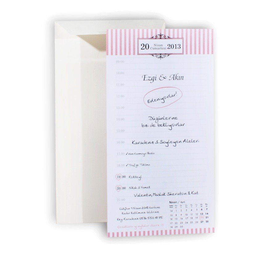 4701 Calendar Page Wedding Invitations