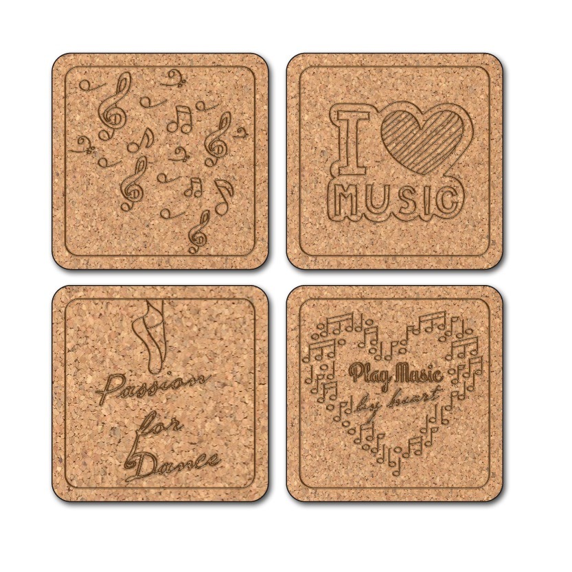 Personalized  Cork Coaster for 4 pack 4