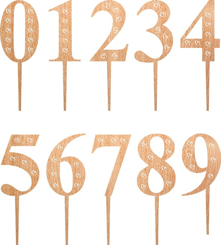 Wooden Numbers - Cake Ornaments - Custom Design