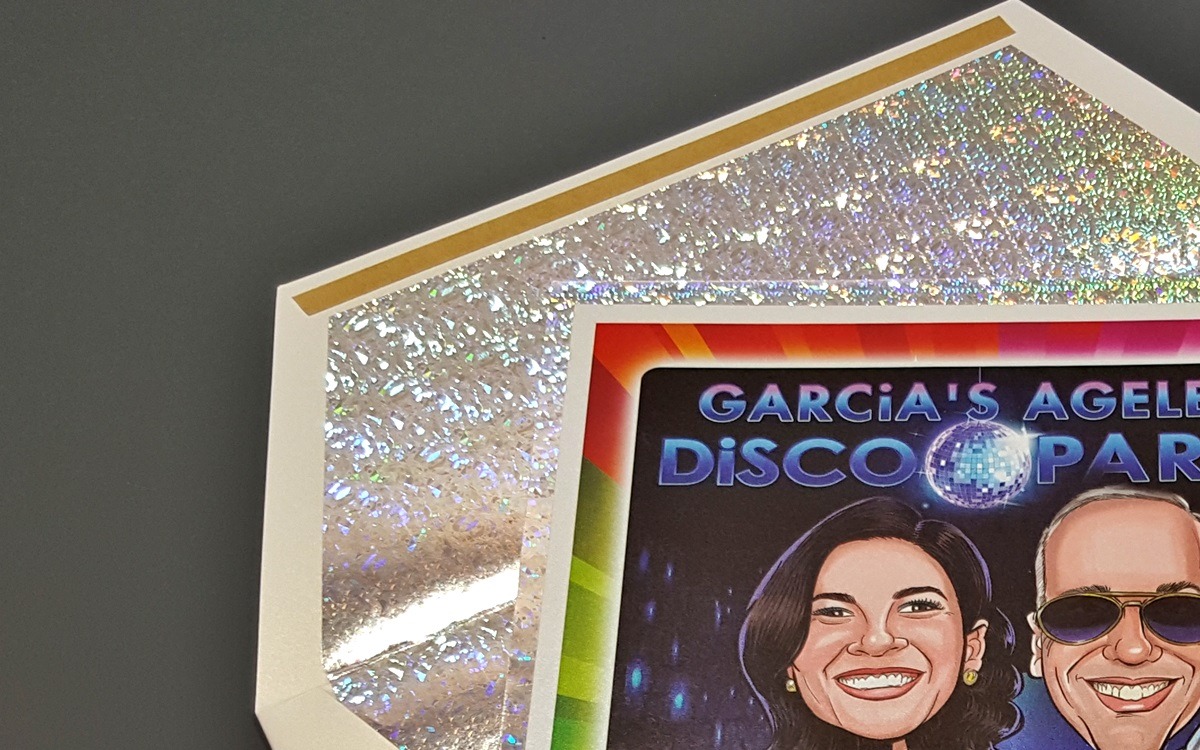 Custom invitation, hologram mounted liner
