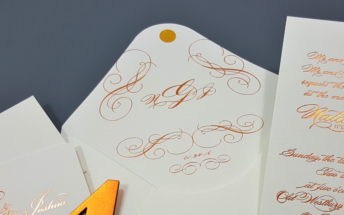 Custom invitation, rosegold foil printed