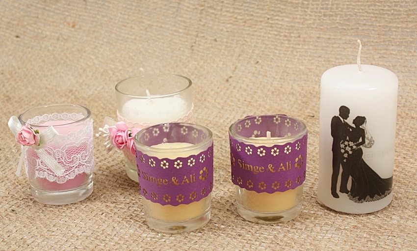 Bride&Groom Candles w/ Names Printed on