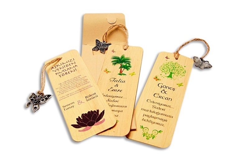 3007 Wooden Bookmark Wedding Invitations • Lovely Knot • Custom wedding